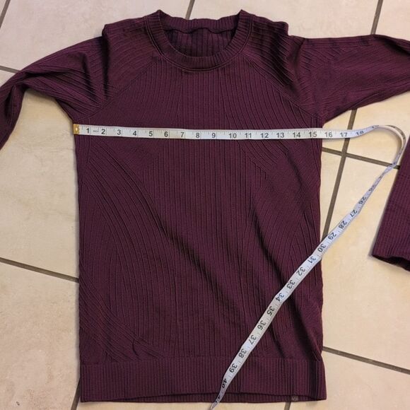 Lululemon Rest Less Pullover Ribbed Magenta Reddish Purple Size 4 - Picture 6 of 9